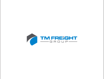 Tm Freight Group Transport logo with a black & blue logo with TM Freight written out